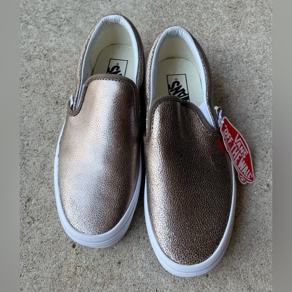 Vans Metallic Bronze Slip-On Sneakers shoes sz 8